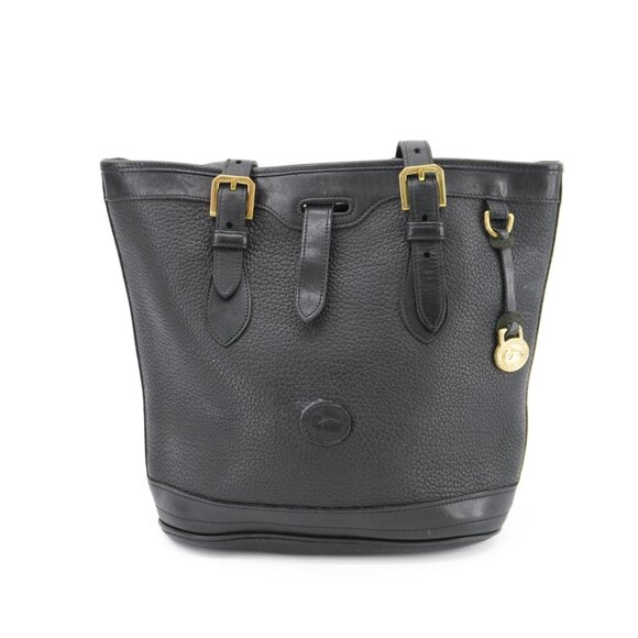 Dooney & Bourke Vintage Black Bucket Tote 90s Purse All Weather Leather Shoulder - Picture 5 of 13